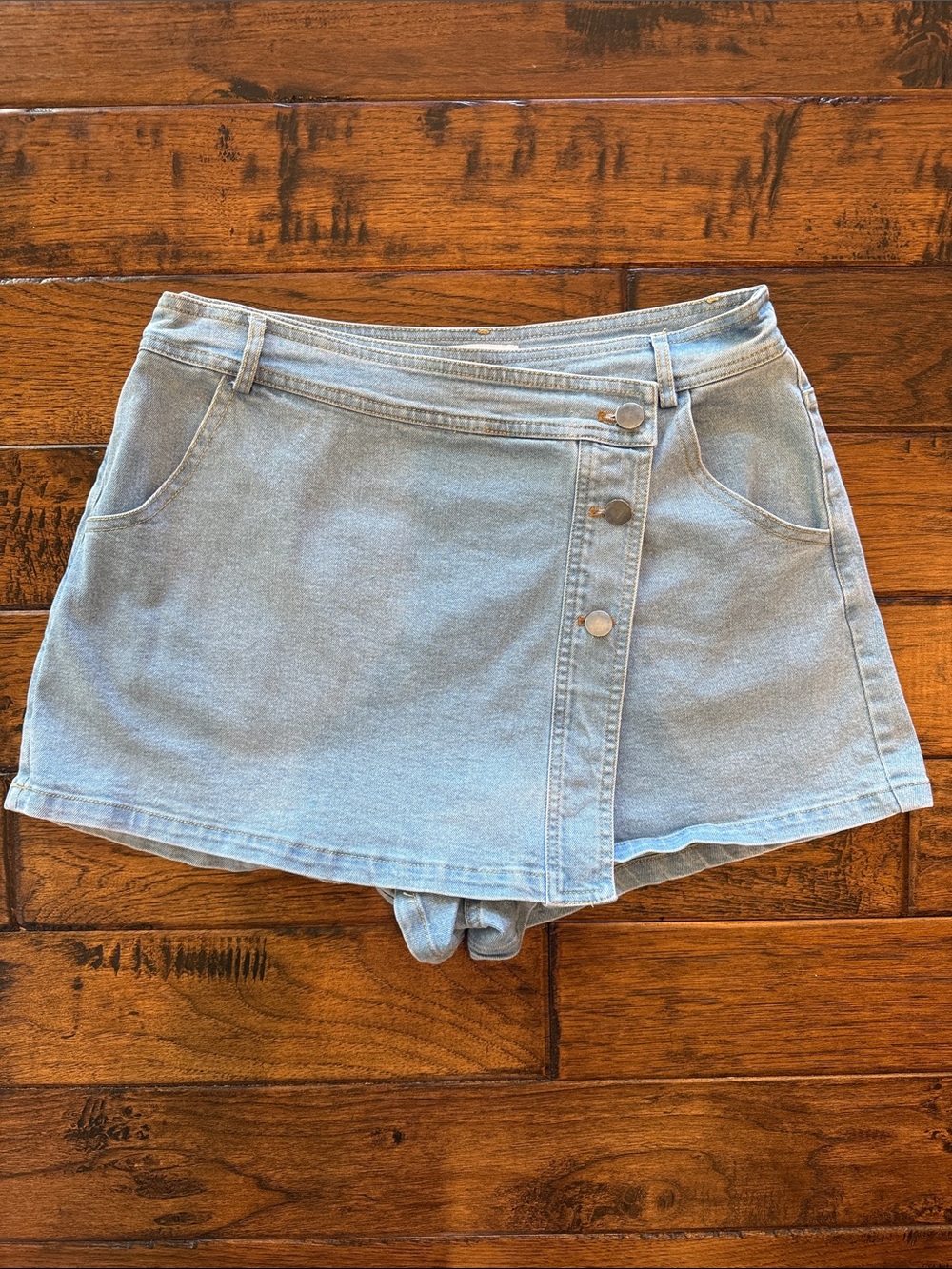 Fate Light Blue Denim Skort with Asymmetric Detail